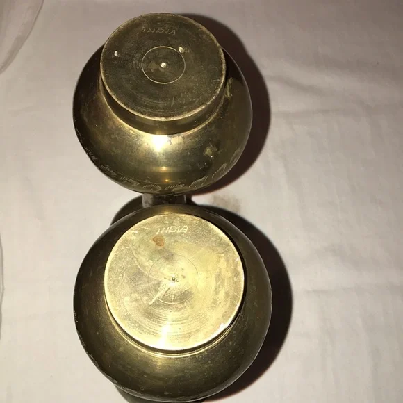 2 Brass Flower Vases made in India - 12” tall - Picture 3 of 11